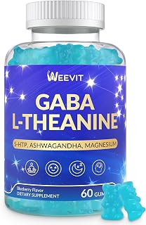 Sugar-Free L-Theanine Gummies, L Theanine Supplement with GABA, 5-HTP, Ashwagandha, Magnesium, Vitamin B6 for Men & Women