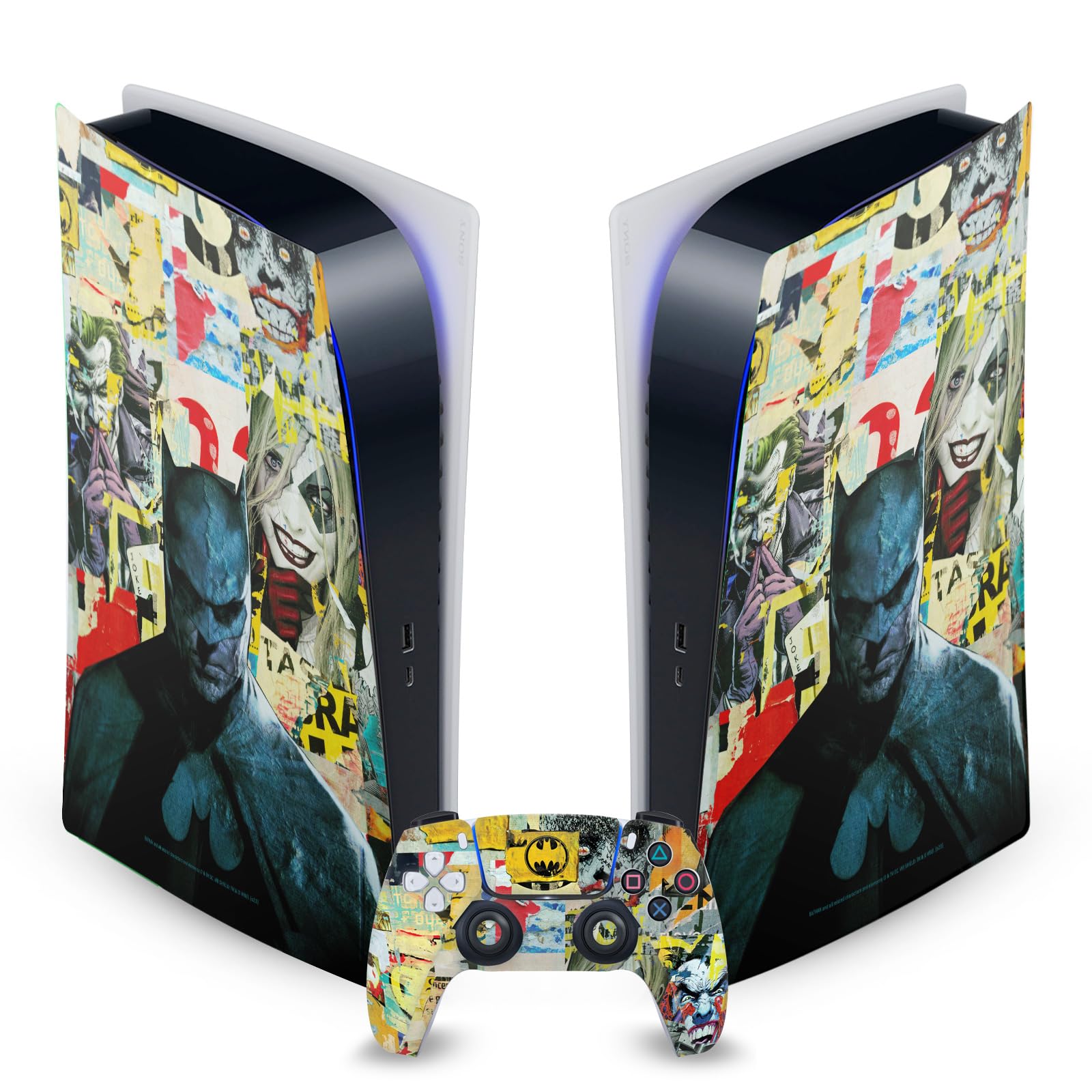 Head Case Designs sous Licence Officielle Batman DC Comics Collage Déchiré Logos Et Bandes Dessinées Vinyle Plaque Frontale Autocollant De Jeu Peau Compatible avec Sony PS5 Digital & DualSense