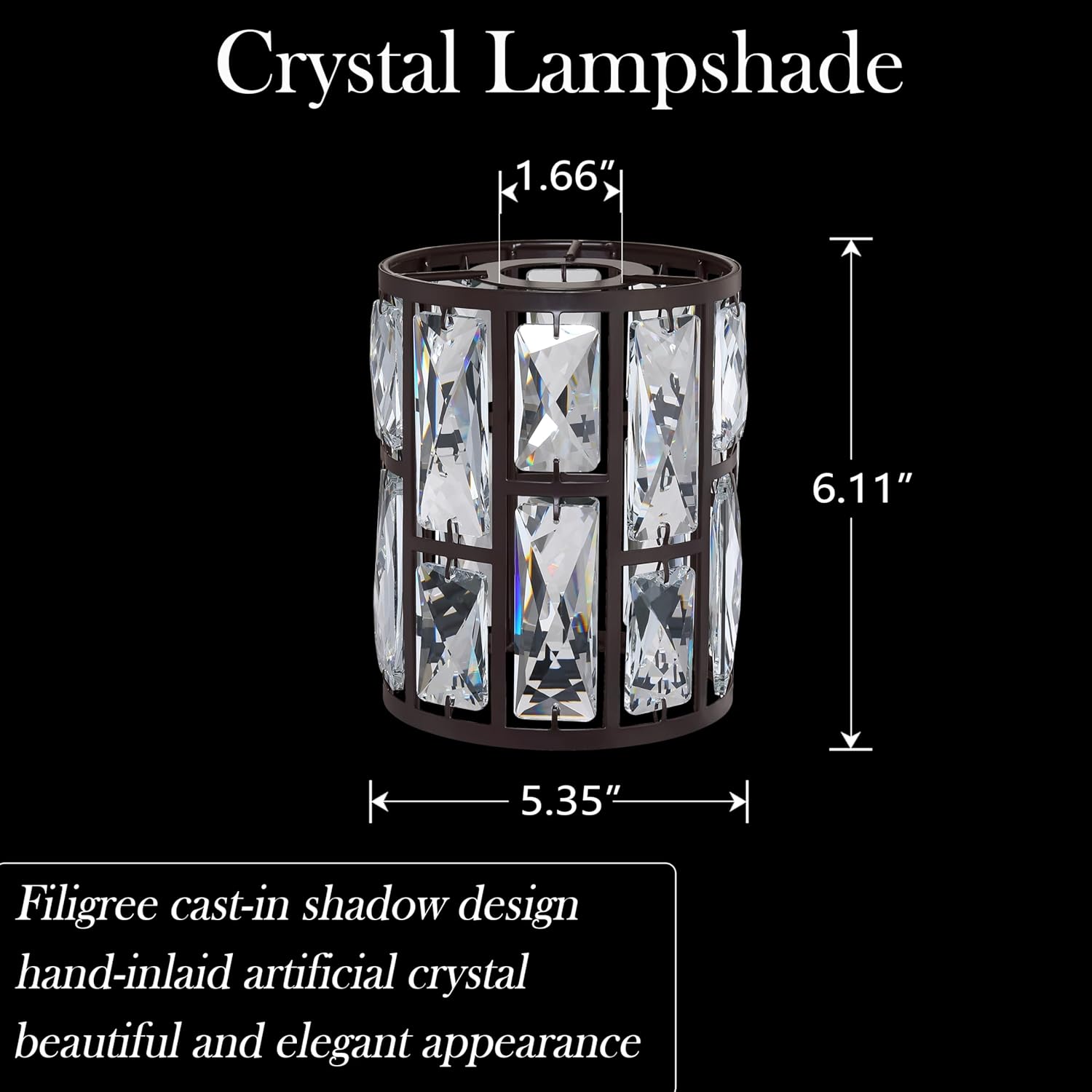 Doraimi Lighting 3 Pack Crystal Metal Pendant Ceiling Chandelier Wall Sconce Lamp Replacement Covers Shade Fixture Oil Rubbed Bronze Finish,1.66" Fitter Size,6.1" high*5.3" Diameter