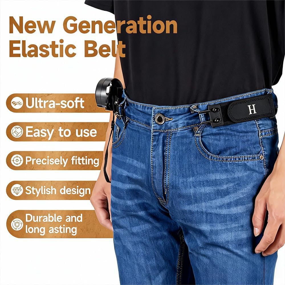 2 cinturones elásticos de gancho de metal sin hebilla, unisex, sin hebilla, ajustables, correa de cintura invisible para hombres y mujeres