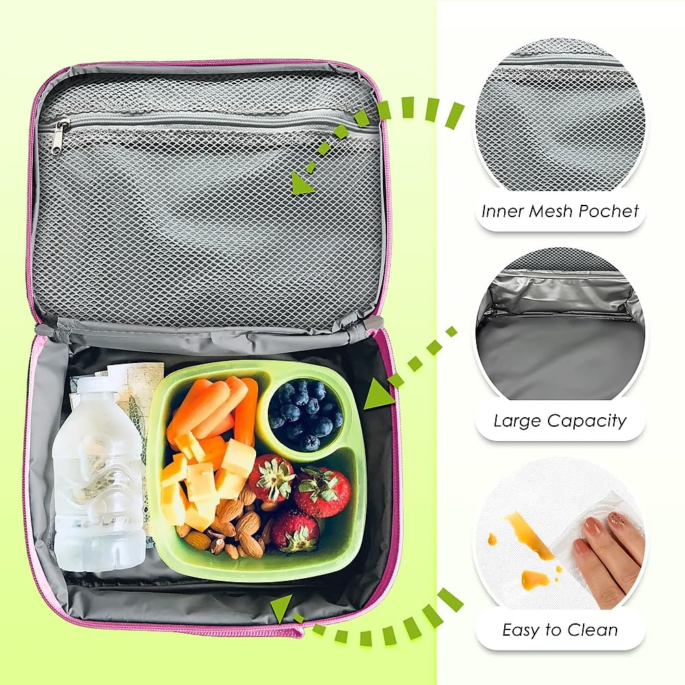 Bolsas de almuerzo con diseño de unicornio para niñas, lonchera aislada para niñas, adolescentes, escuela, trabajo, oficina, viajes, picnic, impermeable, a prueba de fugas, portátil