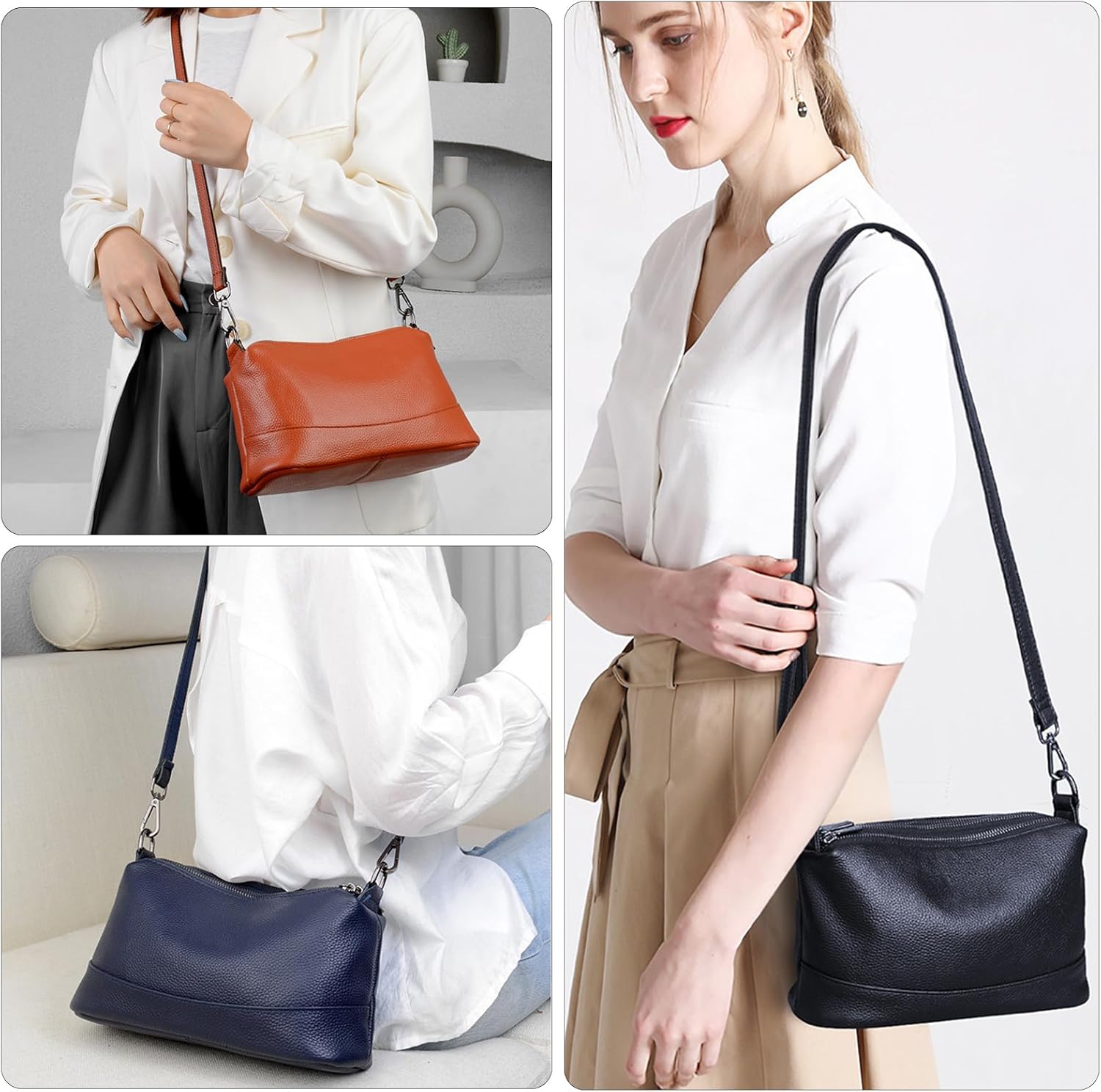 Genuine Leather Purses for Women Crossbody Bags Small Shoulder Handbags Trendy Clutch Cross Body Phone Purses