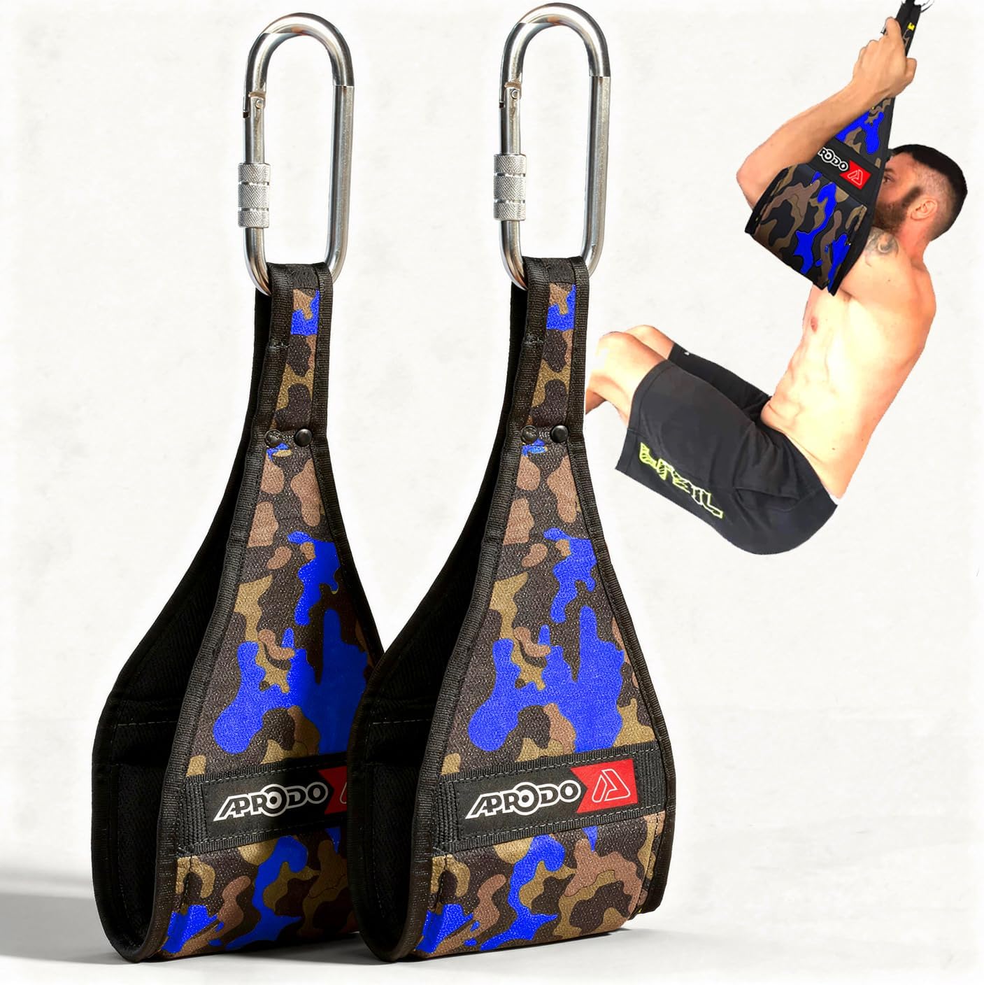 Ab Straps For Pull Up Bar For AB Workouts Premium Pull Up Straps & Hanging Ab Straps For Core Workouts Hanging Straps & Ab Hanger For Leg Raises, Knee Ups & Ab Workouts (BLUE CAMOUFLAGE)