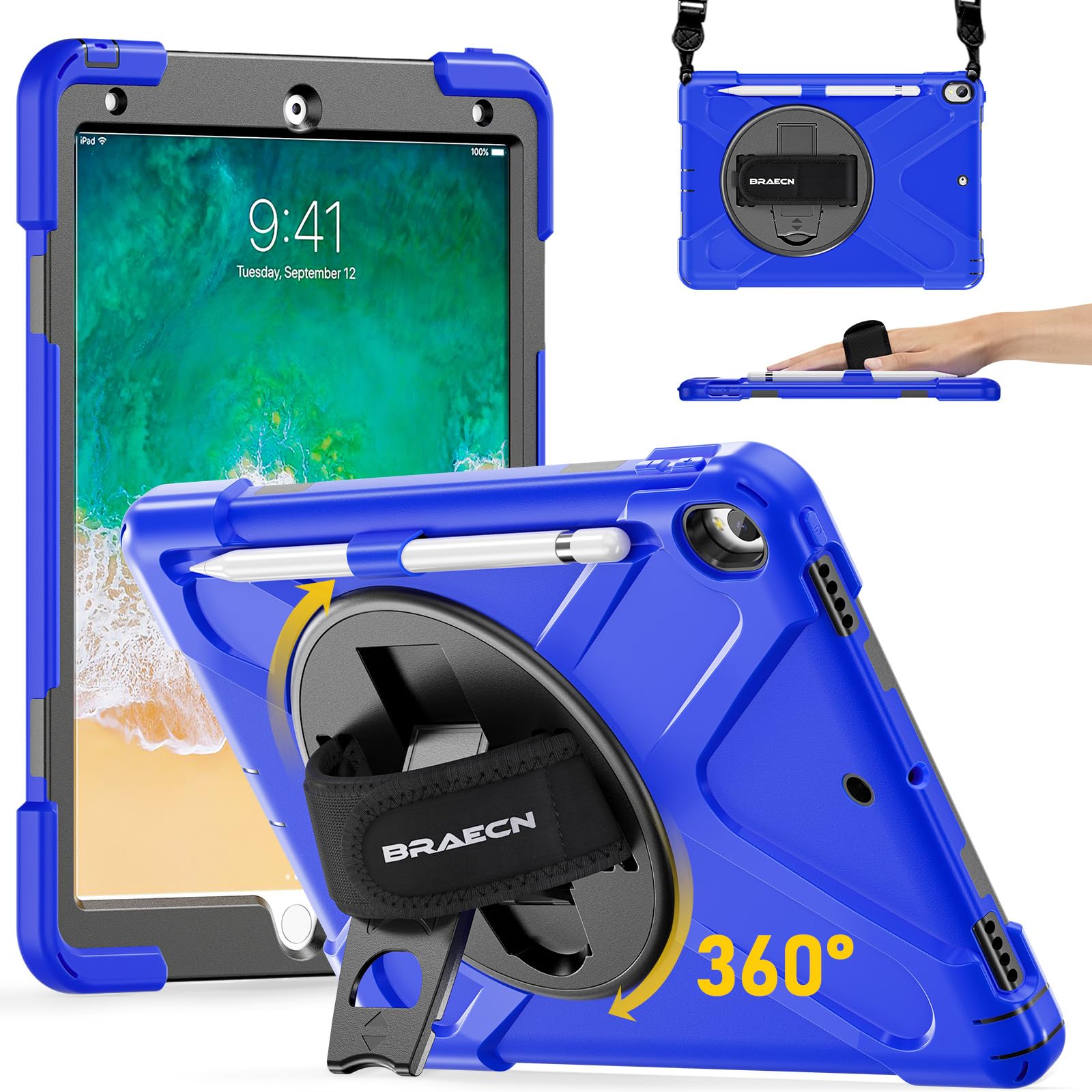 Étui iPad Pro 10.5 bleu anti-perte stylet avec coque de protection - 8