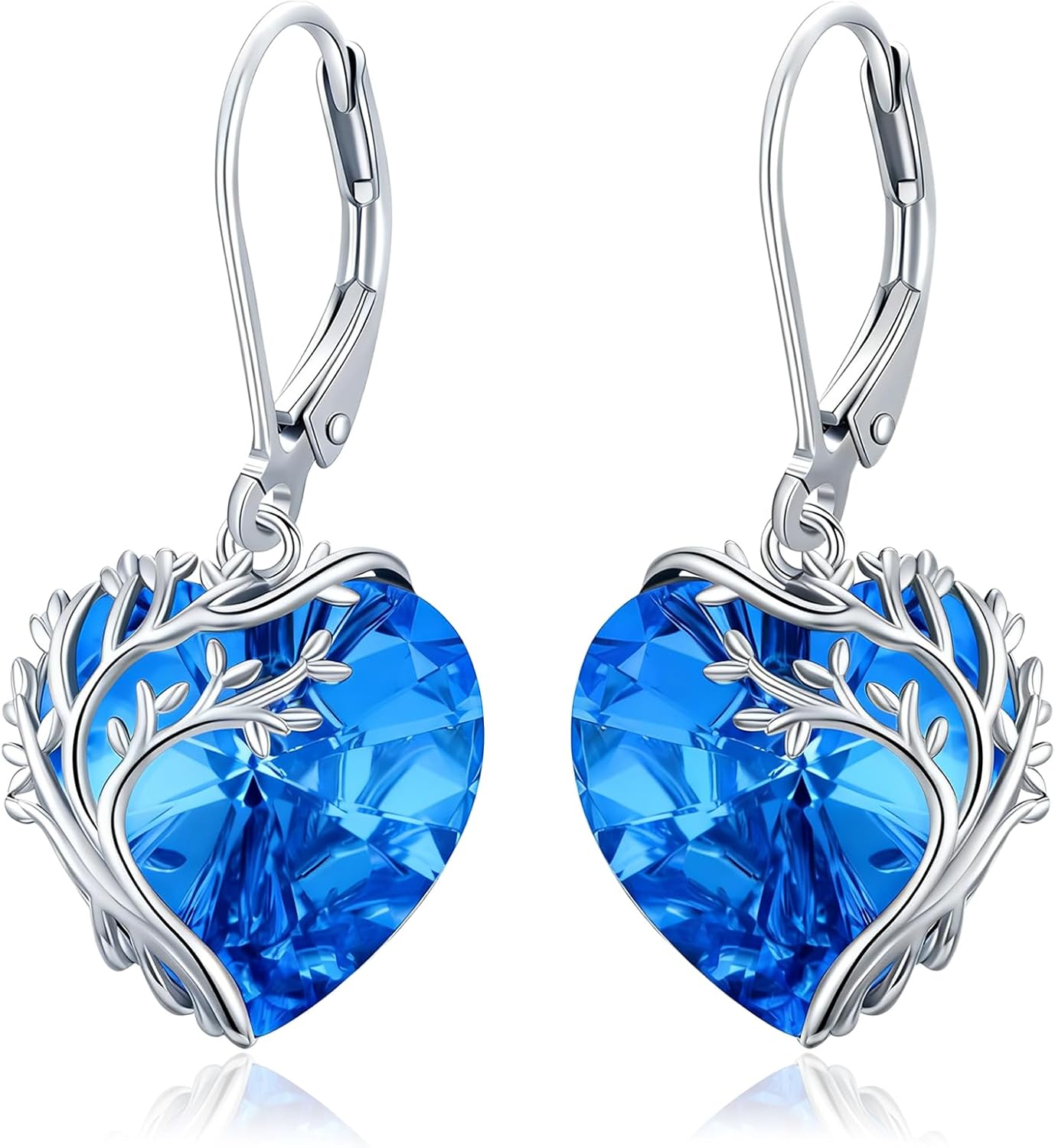 Tree of Life Earrings for Women 925 Sterling Silver Tree of Life Drop Earrings with Heart Crystal Tree of Life Jewelry Birthday Anniversary Party Gifts for Women Girls