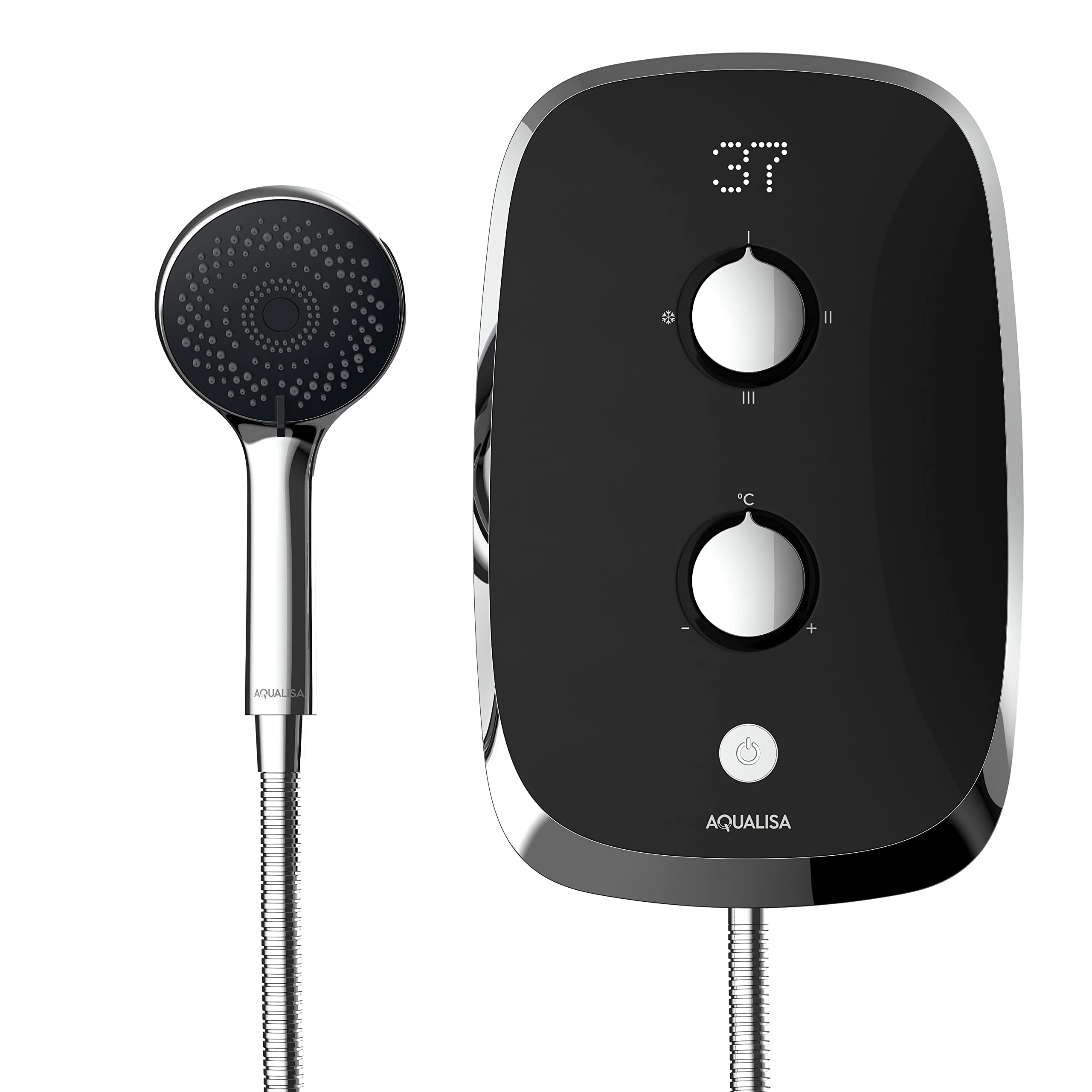 Aqualisa Midnight Black E-Motion Electric Shower Digital Display 3 Spray Patterns 8.5Kw