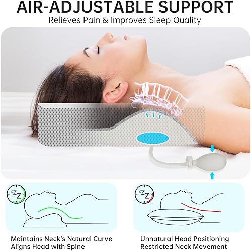 Miniatura 2 de NiHome Almohada cervical cervical de espuma viscoelástica 100% de alta densidad con soporte ajustable en altura, diseño ergonómico con infusión de