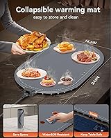 Vista 4 de Tapete de calentamiento para alimentos con almohadilla resistente al calor (24 x 15 pulgadas), tapete de calentamiento de alimentos para encimera