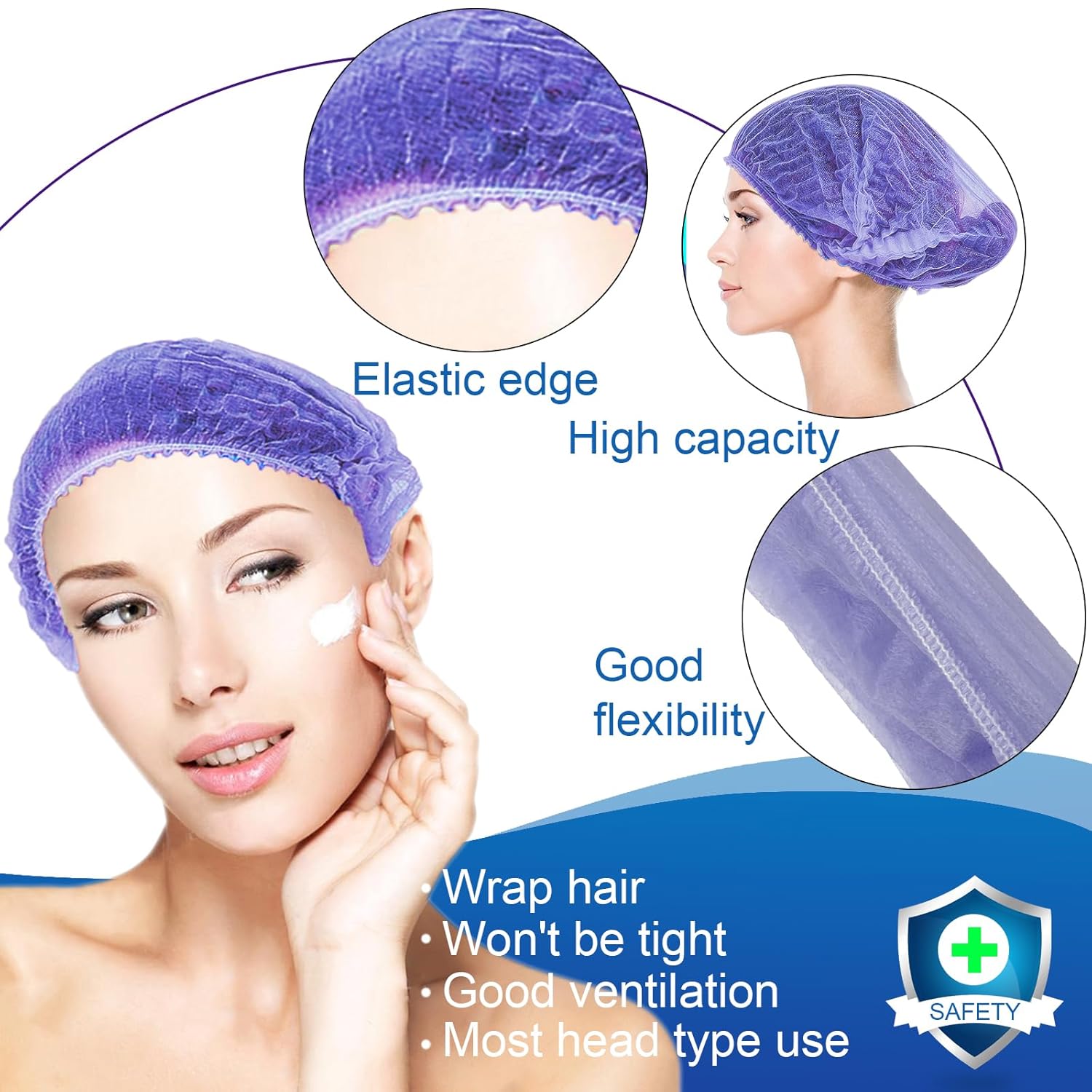Disposable Bouffant Caps, 21inches Hair Net, Elastic Dust Cap For