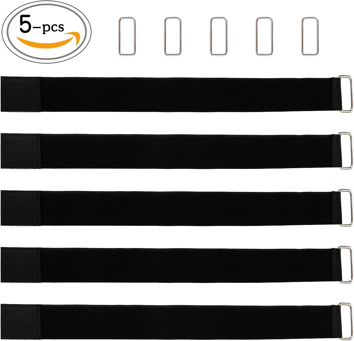 Cofive 5 Pack Adjustable Strap Velcro for Hoverboard Kart Books Box Travel Luggage Bag with 5 Extal Metal Buckle