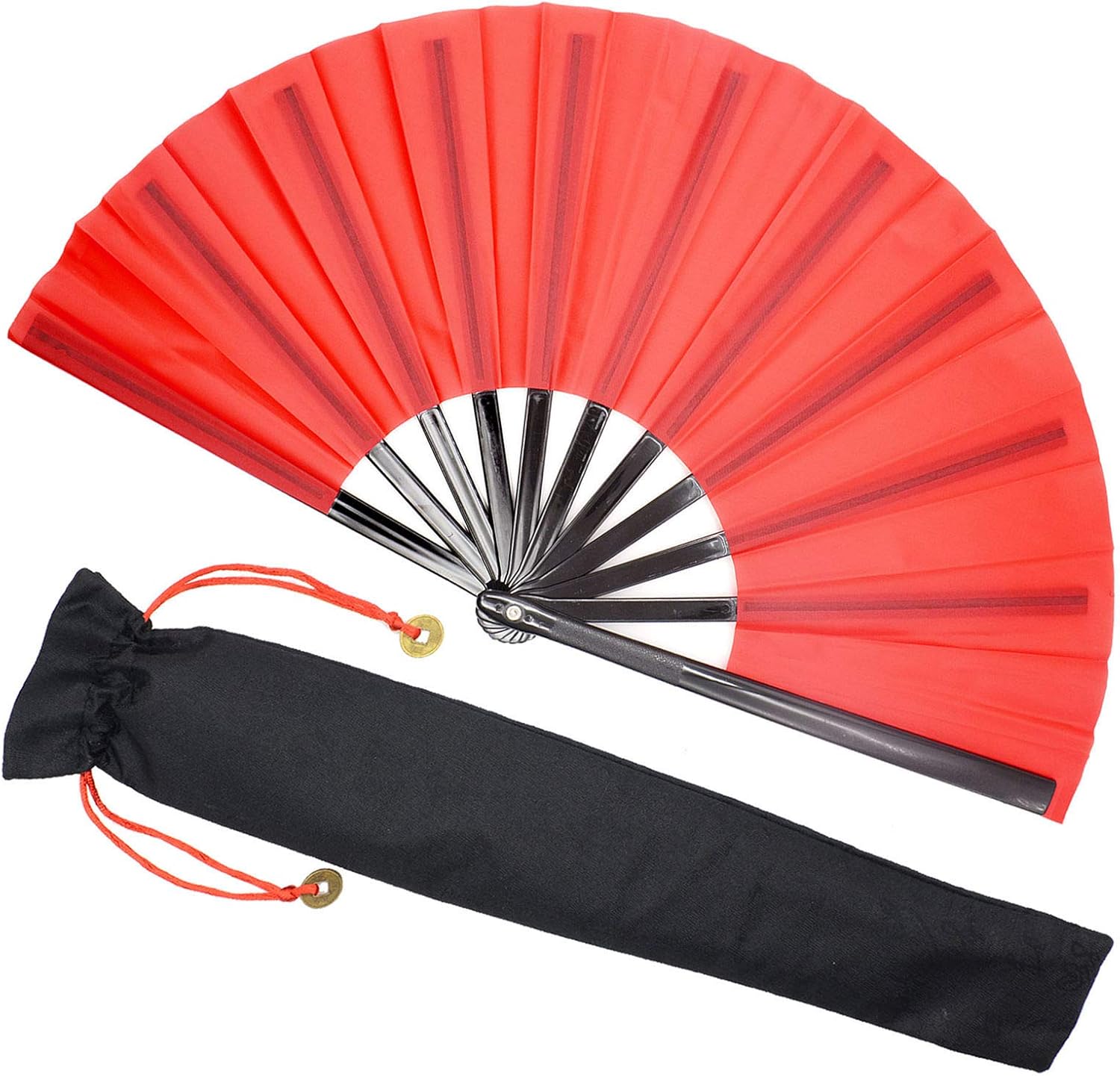 Zolee Large Rave Clack Fan for Line Dancing - Boots on the Ground Folding Hand Fan - Foldable Chinese Tai Chi Kung Fu Fan - for EDM, Music Festival, Hot Flashes, Event, Party, Dance (Black)