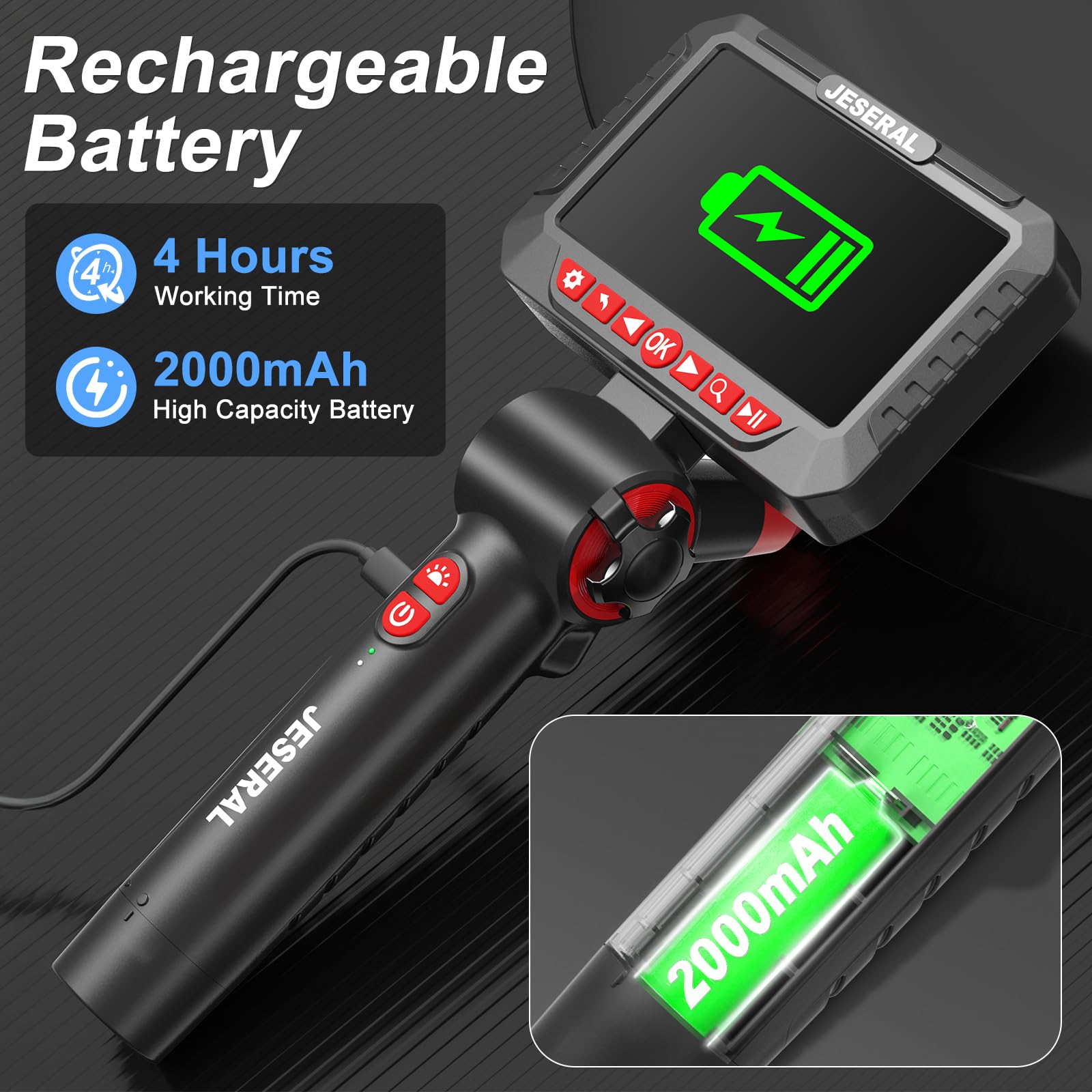 Cámara de boroscopio articulada de 5 pulgadas, HD 1080P, pantalla de cámara de inspección con 6 luces LED, endoscopio con lente de 6.2 mm, sonda impermeable IP67, boroscopio de zoom 3X con