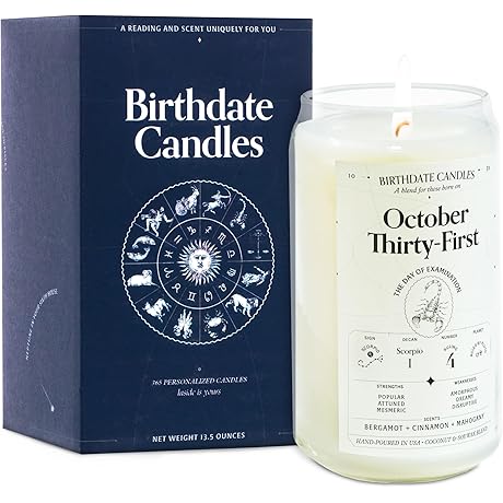 Wife Birthday Gifts, Birthdate Candles, October 31 - Scorpio Zodiac Scented Candles...