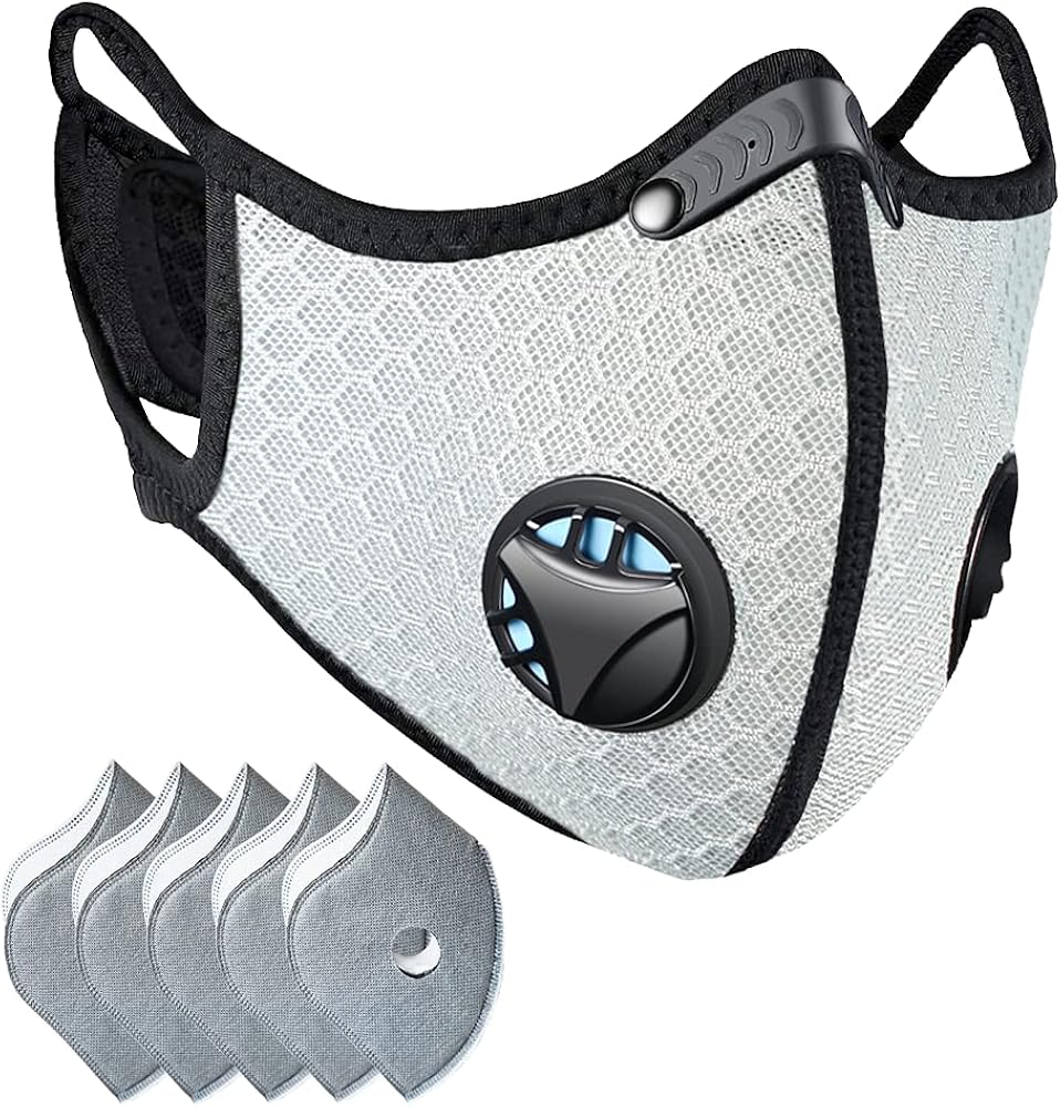 🔥 Hоt Dеаlѕ Besungo Reusable Dust Mask Sports Face Mask with Filter, Men's and Women's Universal Masks, Suitable for Woodworking, Outdoor Activities (Gray, 1 Mask + 5 Filters Included)