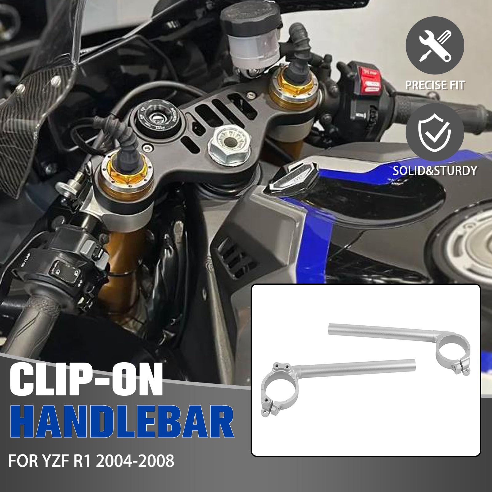 Motorcycle Handlebars Motorcycle Clip-On Handlebar Set For Yamaha YZF ...