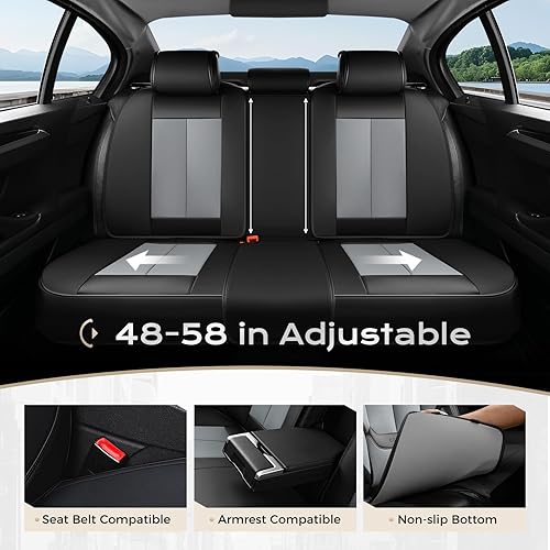 Miniatura 385 de Coverado - Fundas para asientos delanteros de automóvil, 2 piezas - Cojín de piel Nappa, protectores impermeables de ajuste universal para sedanes