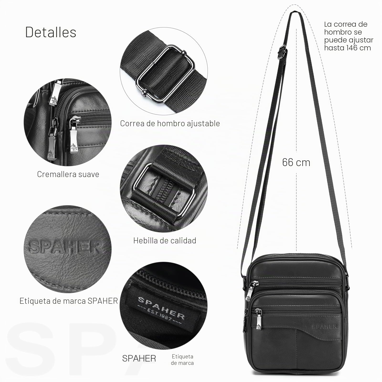 SPAHER - Bolso bandolera para hombre, bandolera, de piel Veritable, pequeño bandolera, para hombre, bolso, negocios, vintage, mochilas usadas, fundas multifuncionales, bolsos de mano de viaje