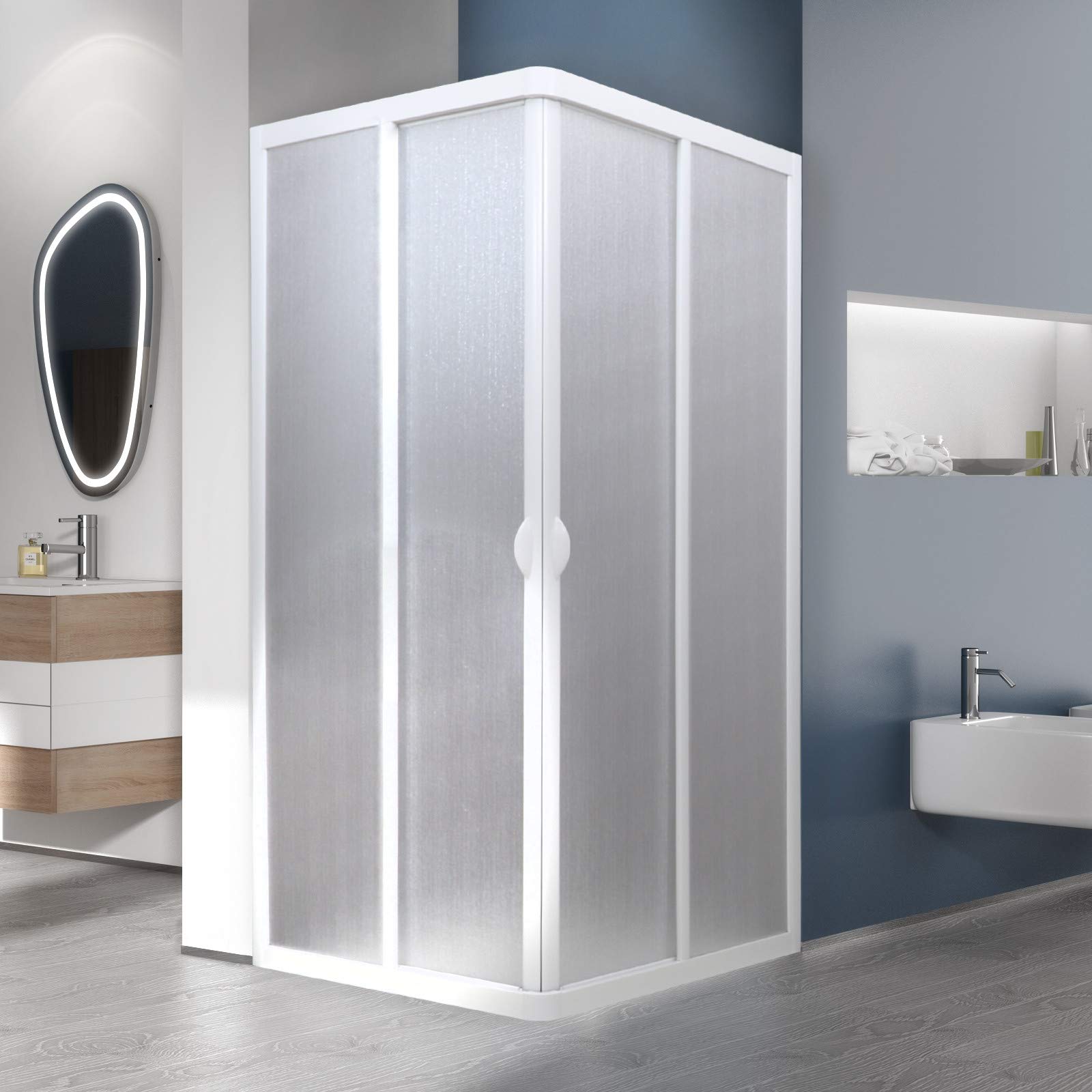 Mampara de Ducha 90x90 CM de Acrílico mod.Smart con Apertura Central