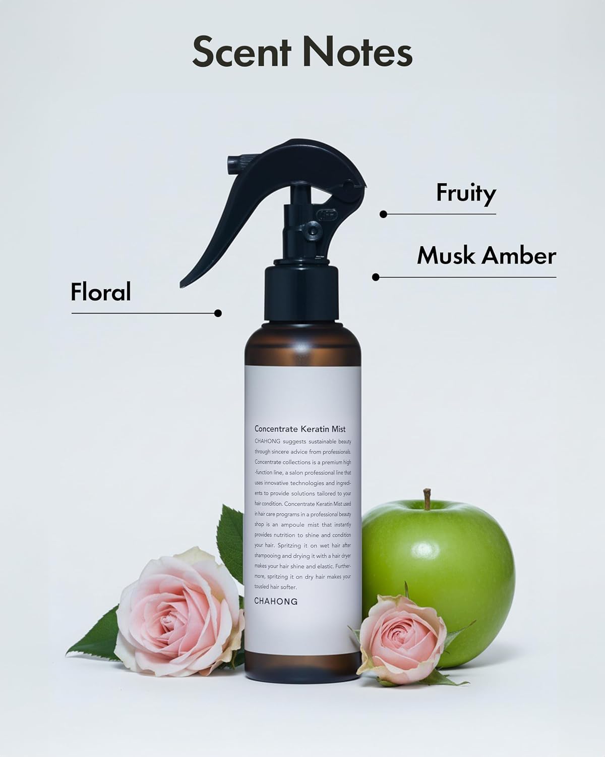 CHAHONG Keratin Hair Repair Mist for Dry Damaged Hair, Professional Salon Keratin Leave-in Spray, Lightweight, Non-Greasy, Adds Shine & Elasticity, Heat & Humidity Defense, Easy to Wash 150ml / 5 oz