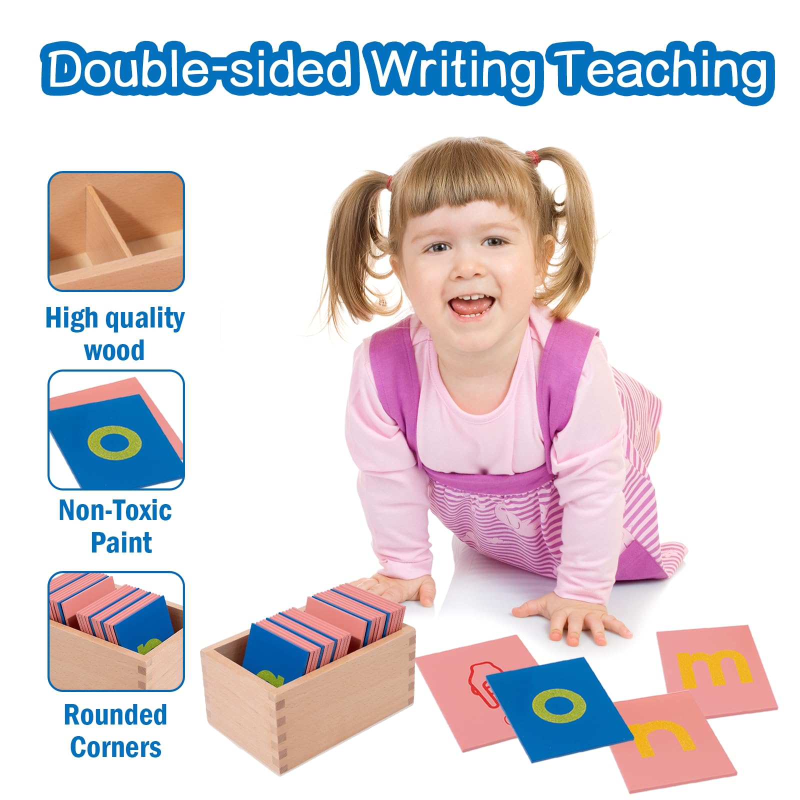 Adena Montessori Early Child Development Learning Material Lower and Capital Case Sandpaper Letters Sign Language Edition - Image 6