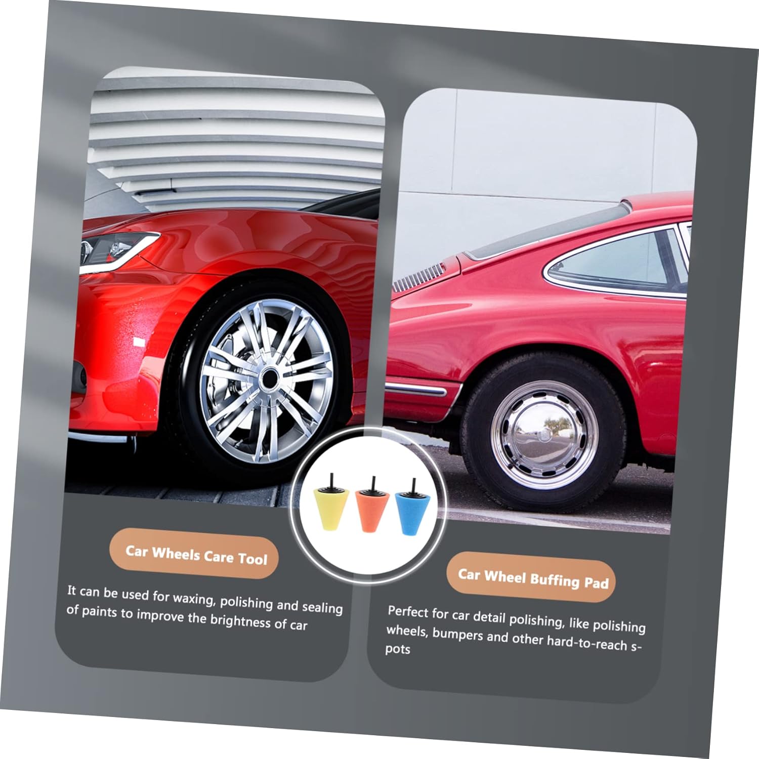 Alipis 5sets Car Wheel Buffing Efficient Polishing Sponge for Automotive Detailing Compatible with Electric Drills for Wheels Bumpers and Hard to Reach Areas 3pcs*5