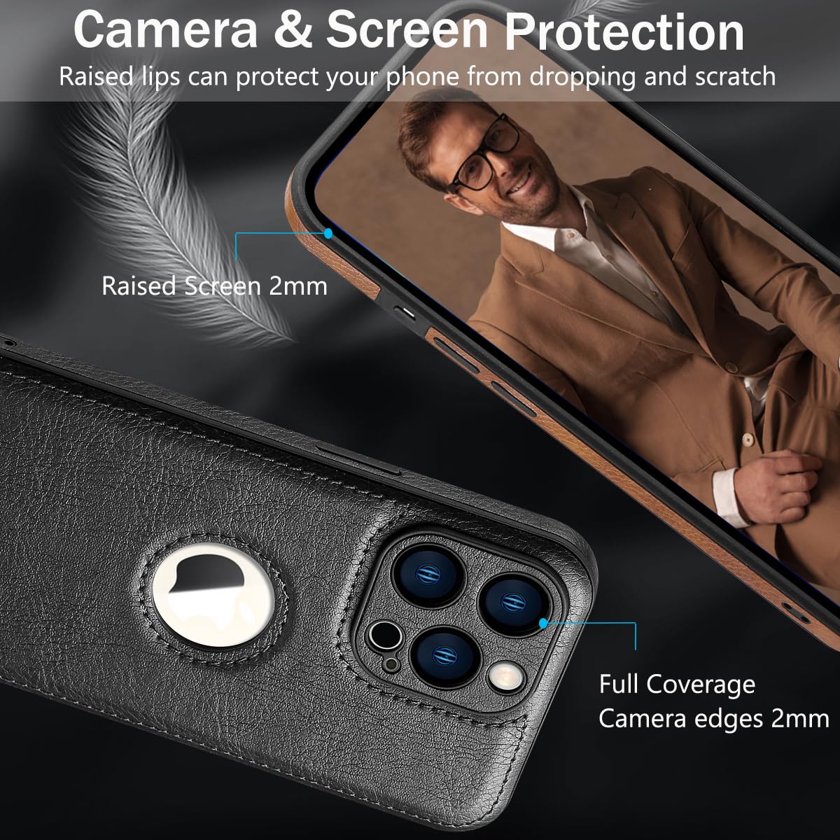 PU-Leder Hülle Für IPhone 15 Pro – Schlank, Mit Kameralinsenschutz, Rutschfest, Stoßfest (braun)