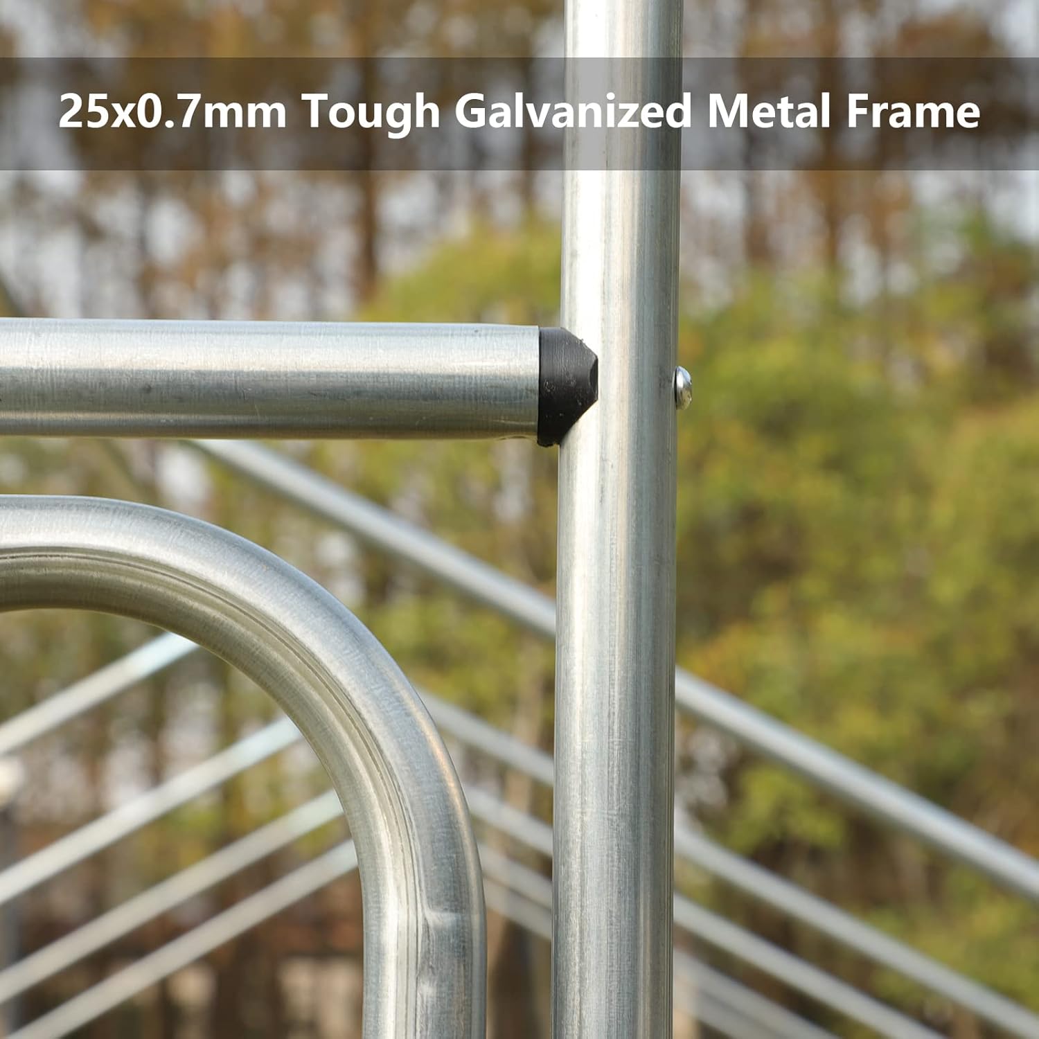 Close-up of 25x0.7mm tough galvanized metal frame