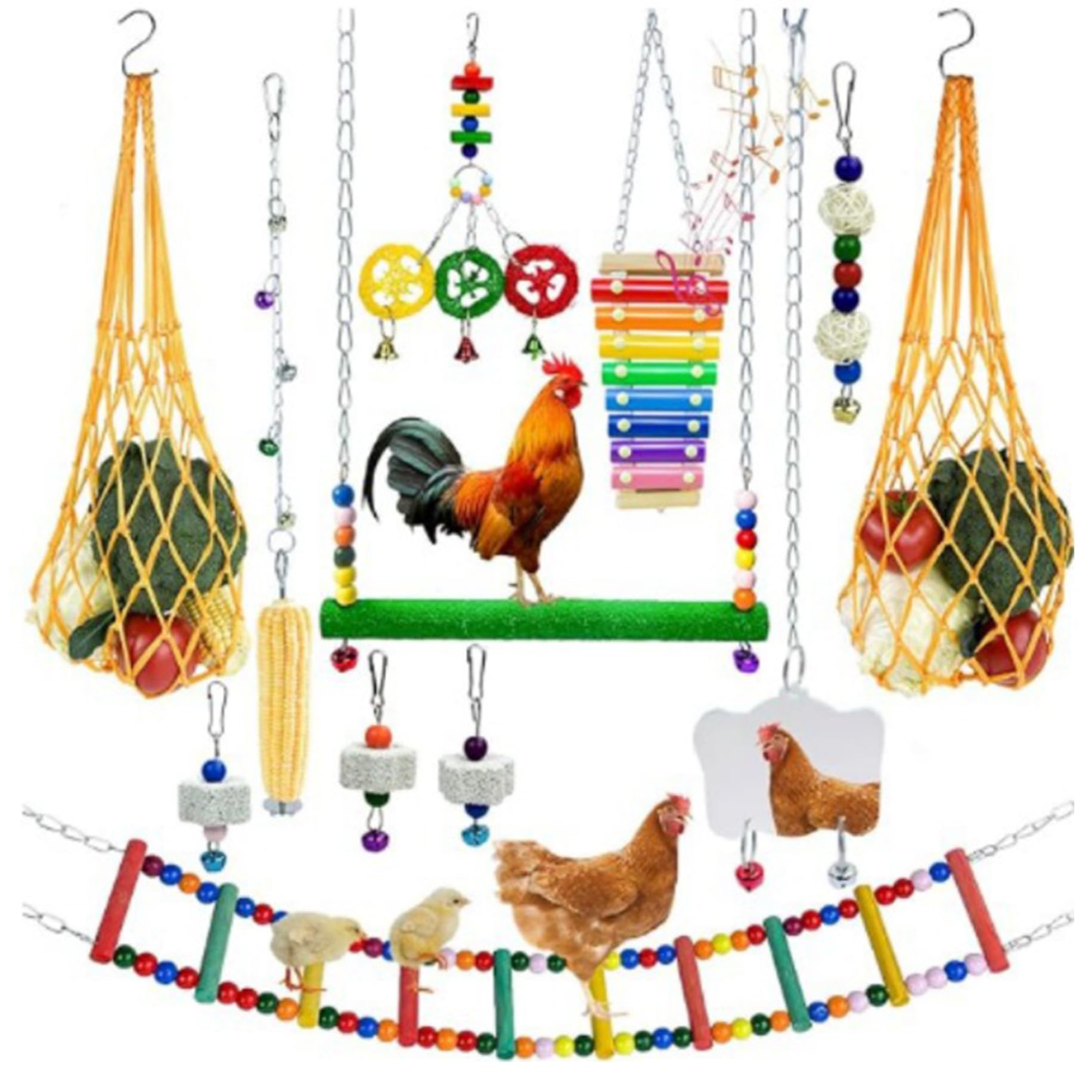 Jouets d'enrichissement de poulet à chaîne longue contre l'ennui
