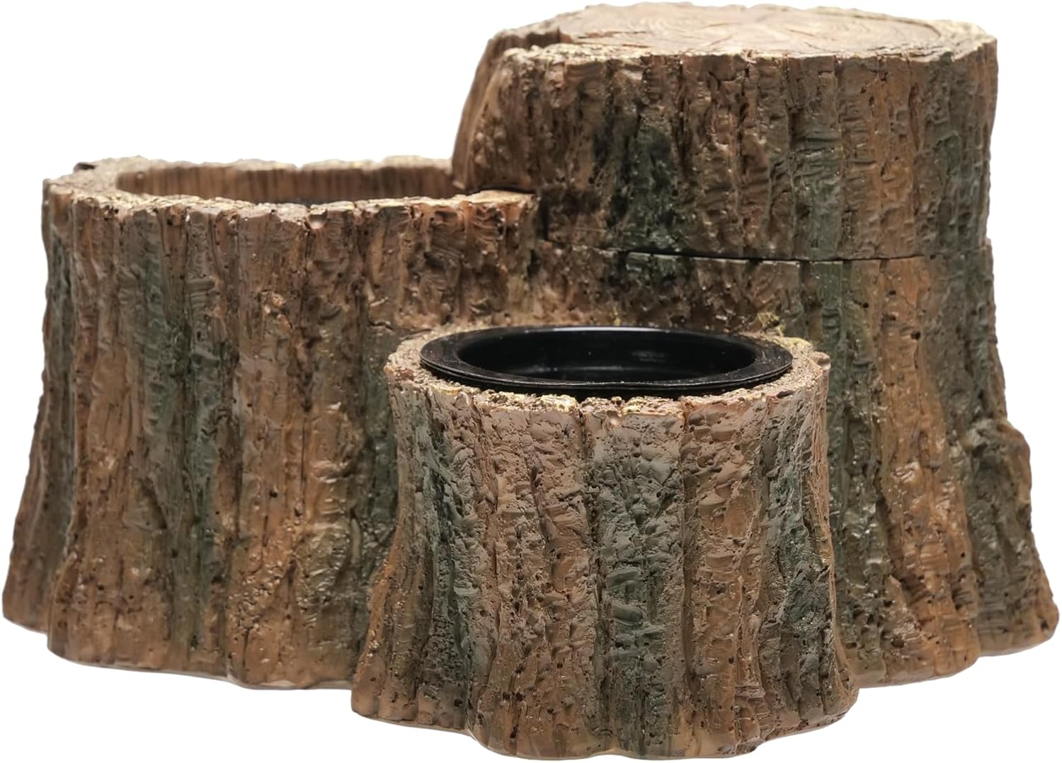 Reptile Water Fountain with Food Dish Terrarium Drinking Fountain for Bearded Dragon, Gecko, Chameleon, Lizard, Tree Frog & Turtle Keeps Water Clear, Easy to Use Water Dispenser