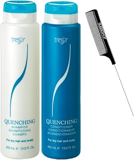 Quench TRÆSSA Quenching Shampoo & Conditioner DUO SET, The Original Moisturizing Kit for Dry Hair and Scalp (with Sleek Steel Pin Rat Tail Comb (13.5 oz + 13.5 oz DUO KIT)