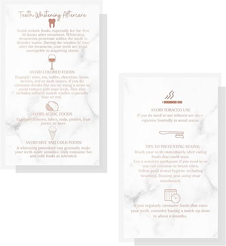 Miniatura 2 de Tarjetas de instrucciones para el cuidado posterior para blanquear los dientes, paquete de 50, tarjeta de visita de 2 x 3.5 pulgadas, tamaño