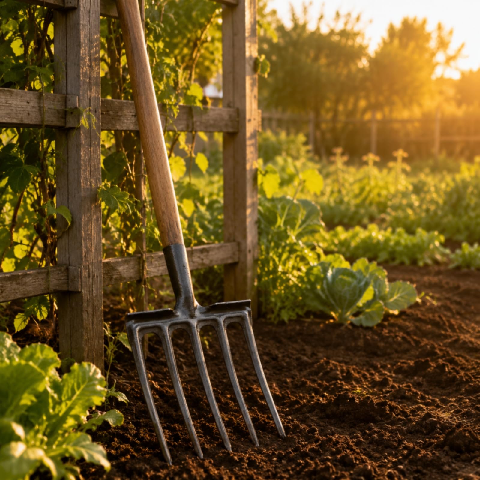 Forcone con Testa in Acciaio Al Manganese Forgiato Forcone Agric Manuale Ergonomico Giardino per Orto, Forcella Acciaio 5 Denti