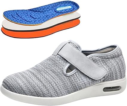 bumuam Womens Walking Shoes with Arch Support,Extra Wide Widths Walking Edema Sneakers Adjustable Strap Easy On/Off with 3 Pairs Insoles Replacement Stylish Diabetic Shoes Men 4.5/Women 5.5