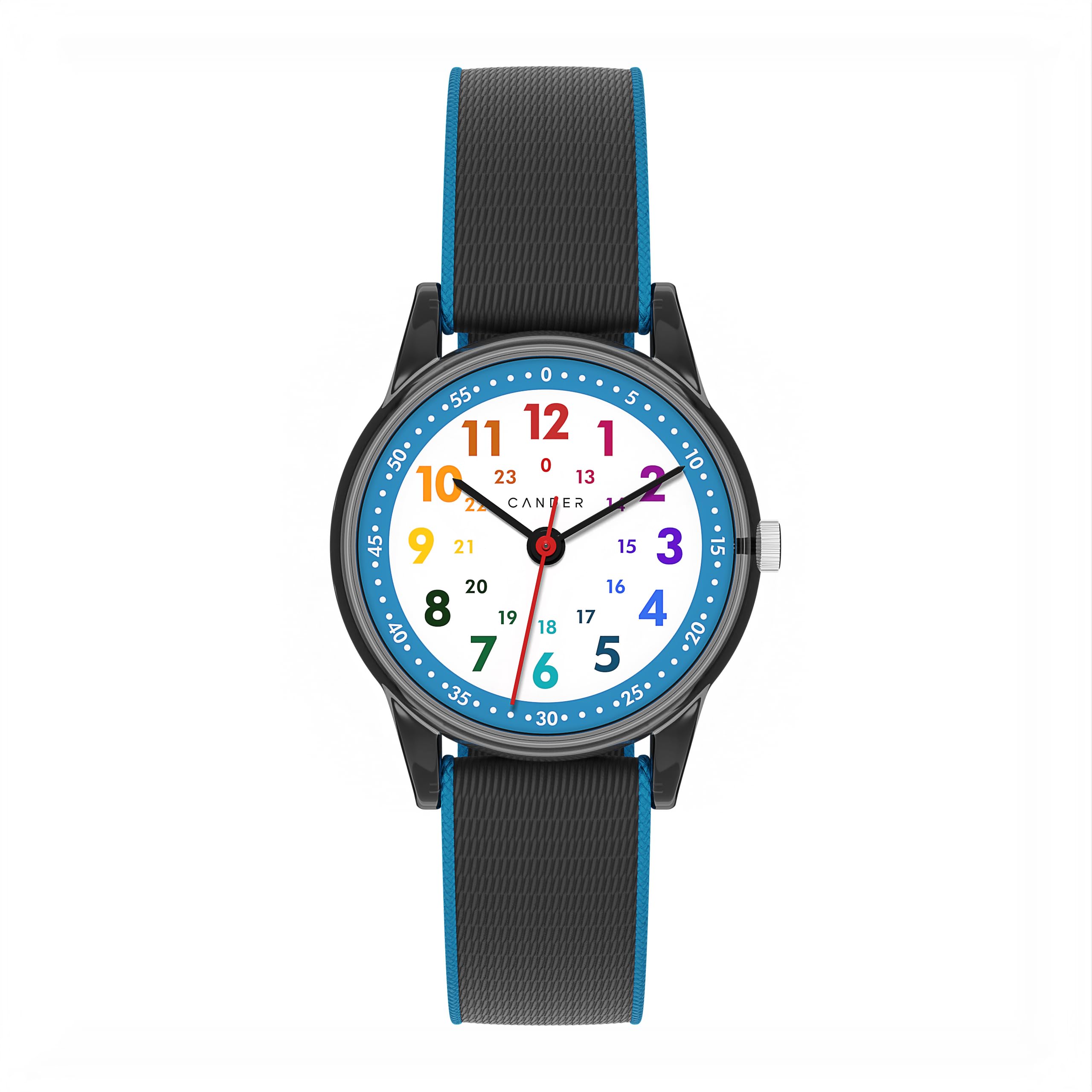 Cander Berlin MNA 0130 S Montre d'apprentissage analogique pour enfant fille et garçon Étanche 3 ATM, bracelet