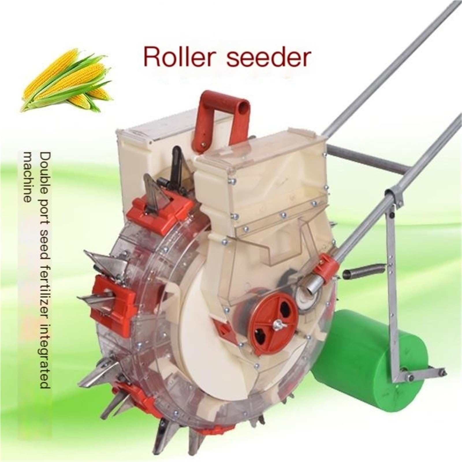 épandeurs de Jardin Semoir Manuel à Roues propulsé à la Main pour maïs, arachide, soja, épandeur d'engrais Multifonctionnel(Double 10nozzle 16.5)