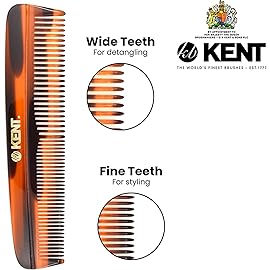 Kent R7T THE APSLEY Limited Edition Double Tooth Hair Pocket Comb, Small Fine/Wide Tooth Comb for Styling Hair, Beard and Mustache for Men, Women and Kids. Saw Cut Hand Polished. Handmade in England