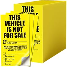 500 Pack This Vehicle Not for Sale Stickers - 4.1 x 7.5 Inch Removable Window Decals for Car Dealerships - Bright Yellow with Bold Black Lettering - Large Auto Dealer Supplies