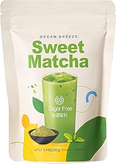 Organic Sweet Matcha Green Tea Powder, Sugar Free [For Lattes, Smoothies or Baking] Authentic Korean Matcha from Boseong 5.3 oz, Ocean Breeze
