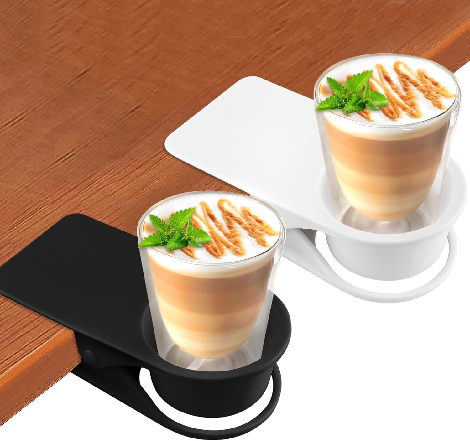 2PCS Clip on Cup Holder for Chair, Kalolary Desk Drink Holder, Black White
