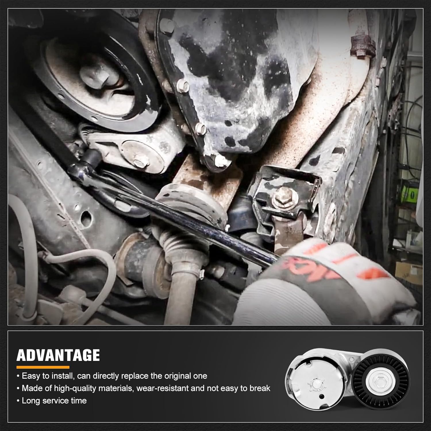 Engine Drive Belt Tensioner Idler Pulley Serpentine Belt Drive Kit Fit for Chrysler 200 Town & Country, Dodge Avenger Grand Caravan Journey, 3.6L V6, 2011-2019 - Replace 90K-39282D