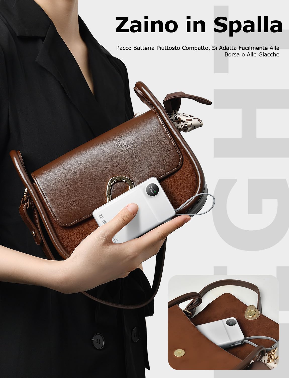 LISEN Power Bank per iPhone Magsafe, Power Bank magnetico wireless da 10000 mAh Cavo internazionale integrato per Power Bank Magsafe Ricarica rapida compatibile con iPhone 16 15 14 13 Watch