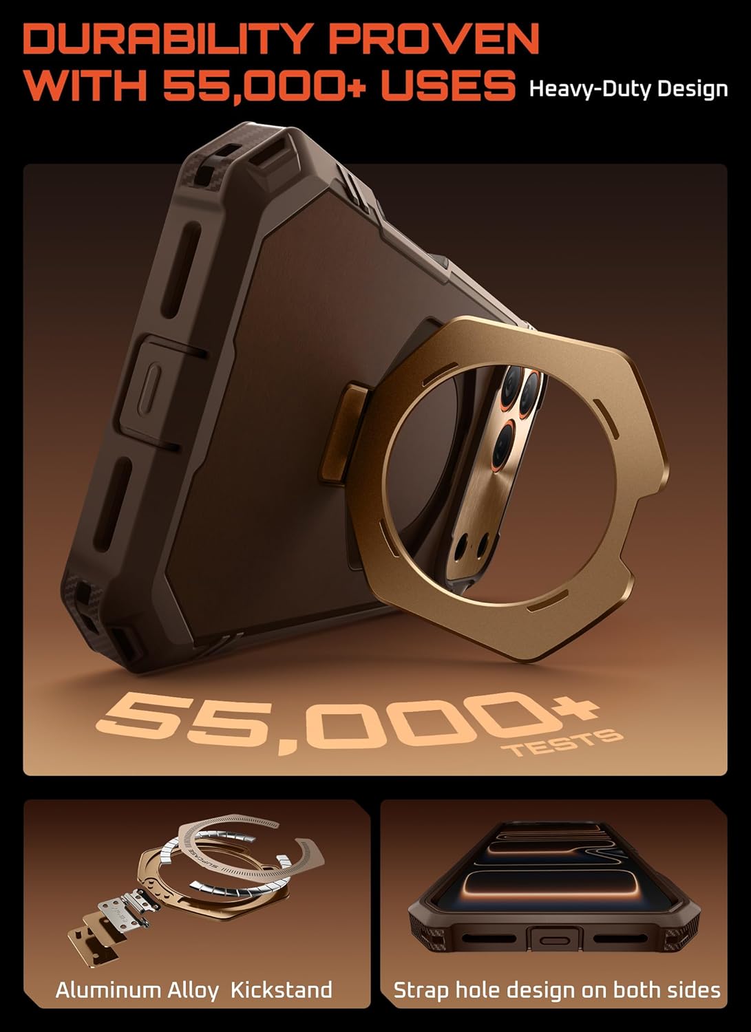 SUPCASE for iPhone 17 Pro Max Case (UBGrip Pro), [Built-in Tempered Glass Screen Protector & Stand] [Camera Control Cover] [Compatible with MagSafe] Full Body Heavy Duty Magnetic Phone Case (Brown)