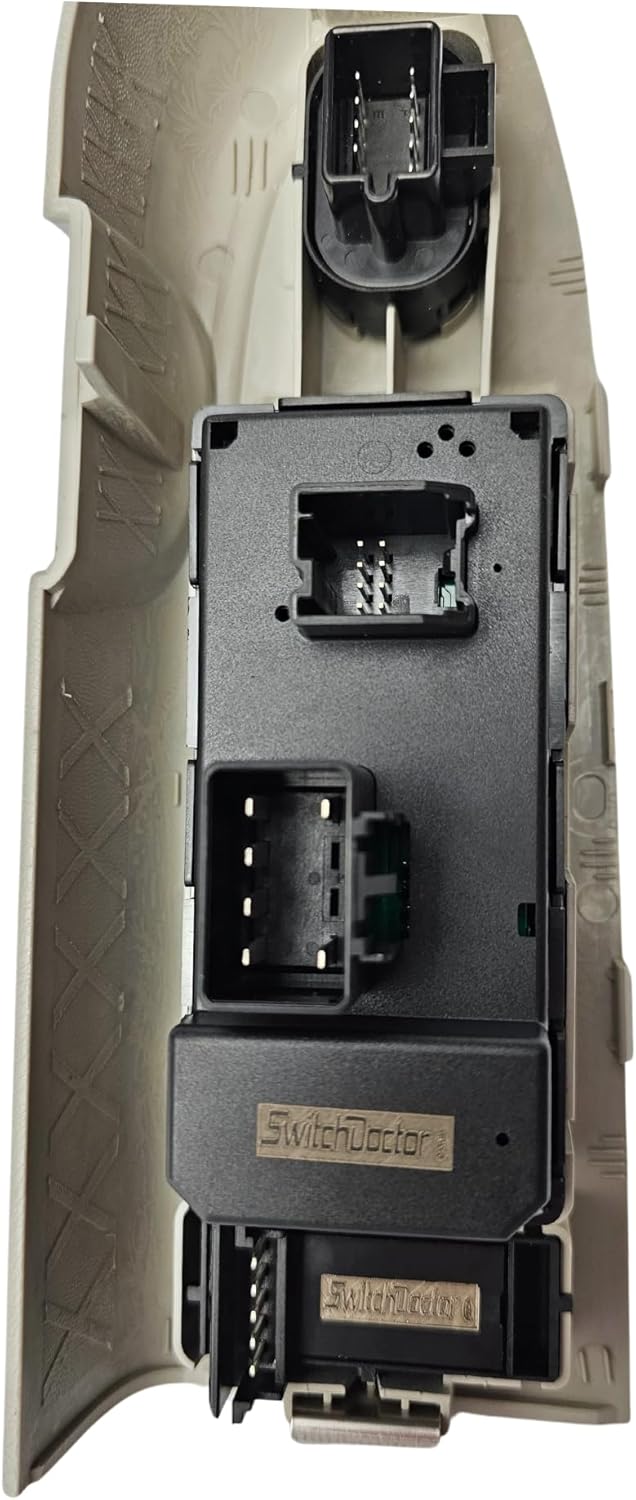 SWITCHDOCTOR Window Master Switch, Gray Bezel, Lock, & Mirror for 2010-2013 Chevrolet Silverado & GMC Sierra (Full Assembly, Light Titanium, Crew, Extended Cab Pickup, Chevy)
