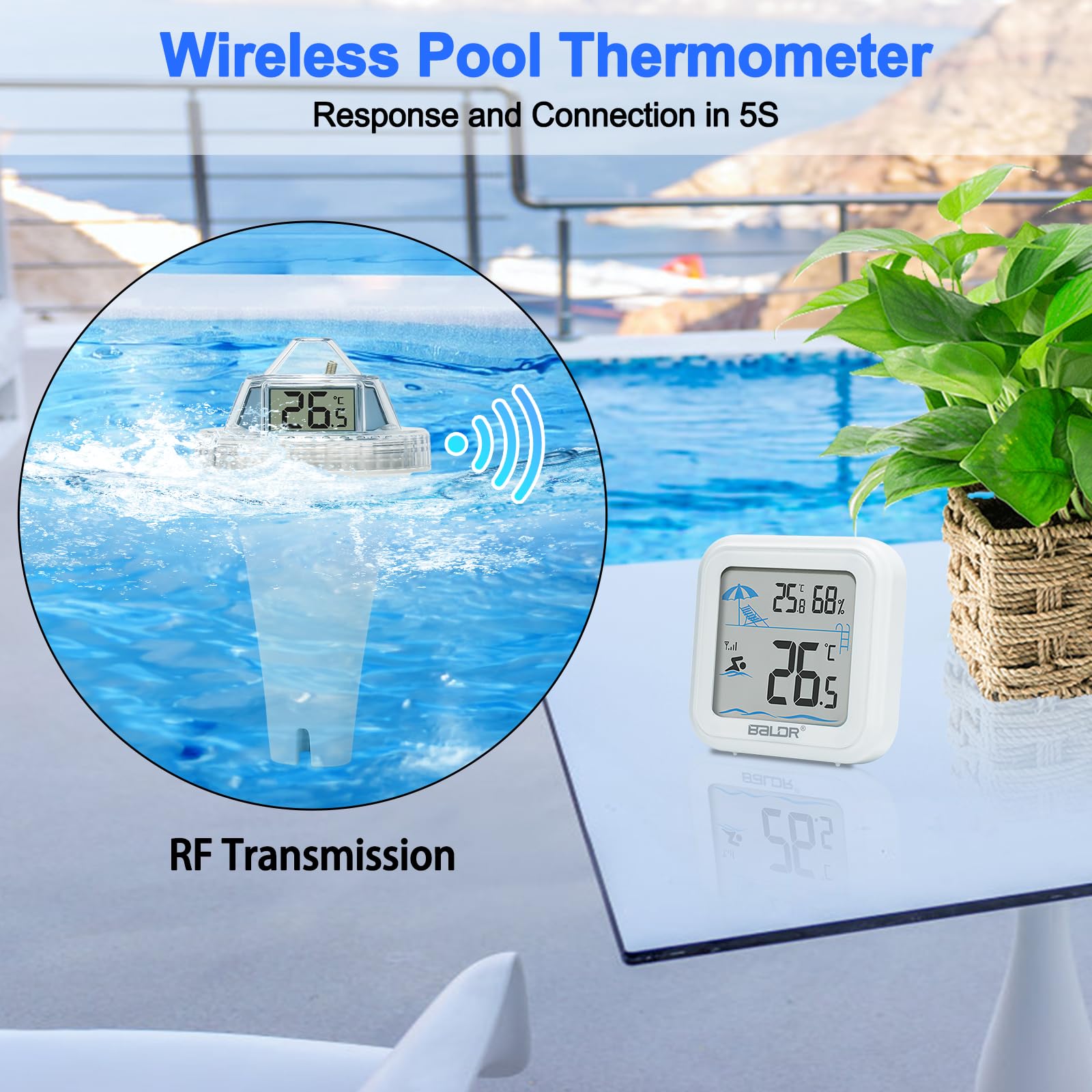 Thermomètre De Piscine Sans Fil, Thermomètre De Piscine -10 À 50