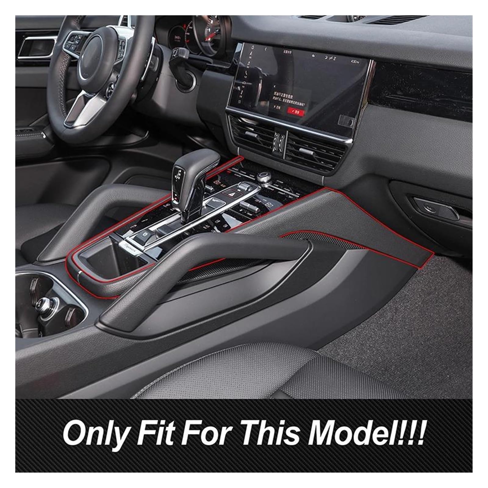 Garniture Couvercle de Panneau de Changement de Vitesse pour Voiture pour Cayenne 2018-2021,Fibre de Carbone Console Centrale IntéRieure Décoration Accessoires