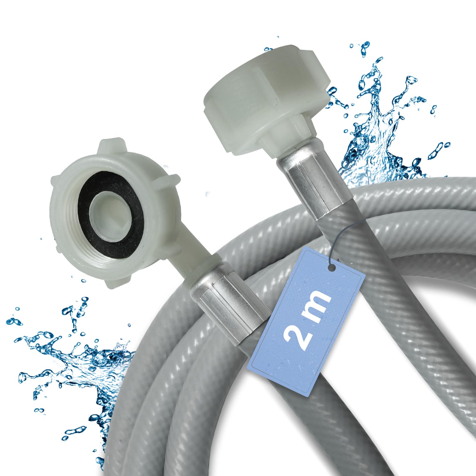 Manguera de entrada de agua de 2 m, 3/4 pulgadas, recta/ángulo de 90 grados, para lavadora y lavavajillas Midea