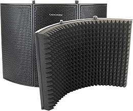 DOCKIN® 𝗣𝗥𝗘𝗠𝗜𝗨𝗠 Mikrofon Pop Filter Isolation-Schallschutz mit hochdichtem Akustikschaumstoff, 3 Seiten Isoliermatte Studio Equipment Panel Schalldämmung für alle Mikros