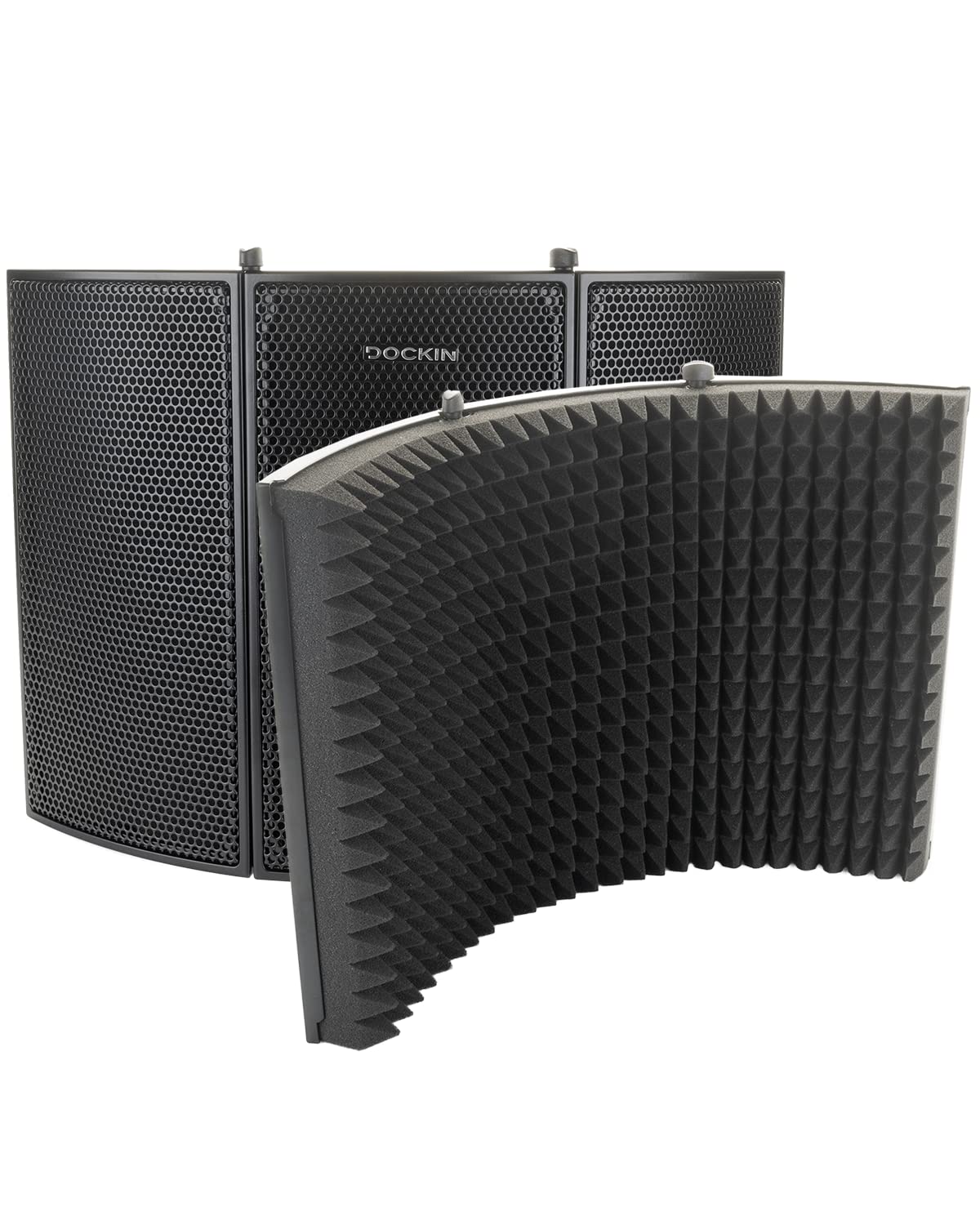 DOCKIN® Protezione acustica isolante per microfono pop con schiuma acustica ad alta densità, 3 lati, isolamento acustico per tutti i micros