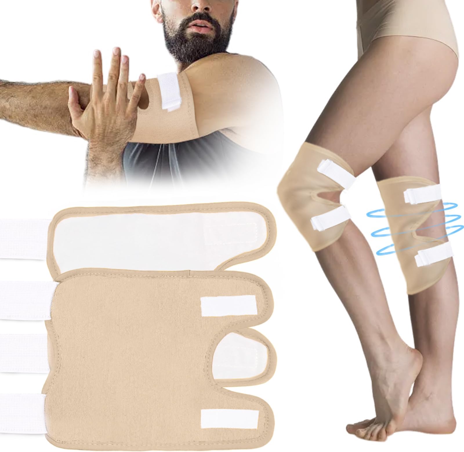 VSNPO Castor Oil Pack Wrap, Castor Oil Pack for Knee, 2 Pack Castor Oil Compress Knees Pads with Adjustable Elastic Strap,Reusable Breathable Organic Cotton Castor Oil Wraps Kit for for Joints