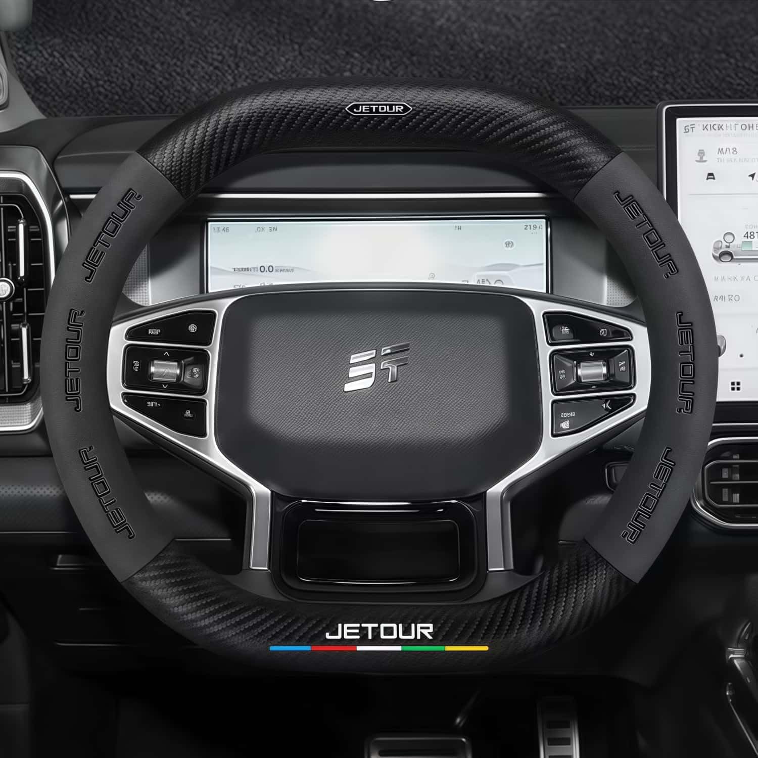 Car Steering Wheel Cover For Chery Jetour Traveler T2 2023 2024 D Shape Suede | Carbon Fiber Protective Steering Wheel Cover for Jetour Accessories